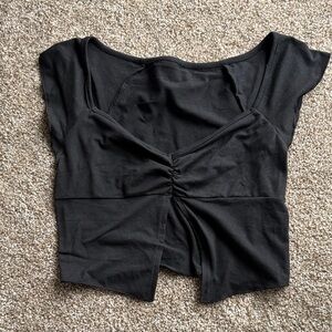Women's Black Ruched Front Crop Top